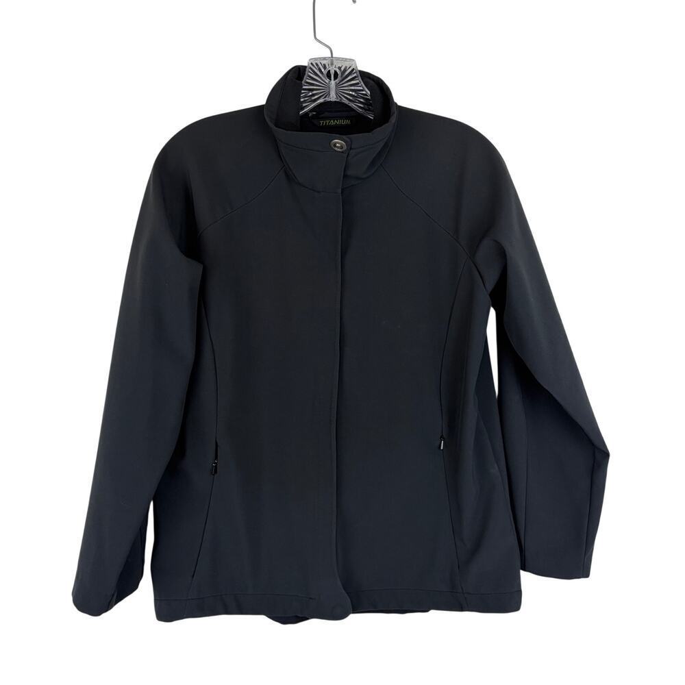 Columbia Titanium Womens Softshell Jacket Size M Black Full Zip Coat Windbreaker